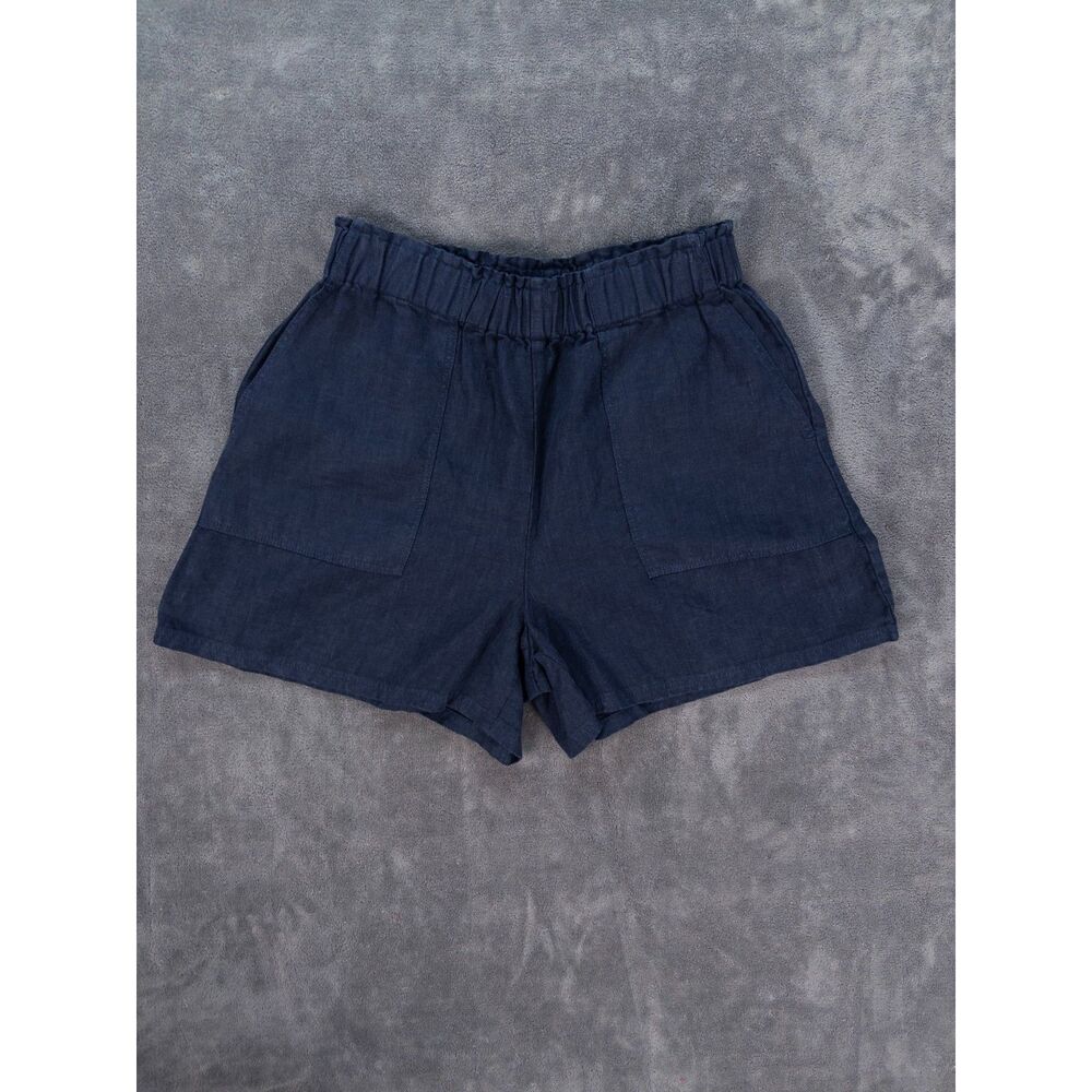 Faherty Laguna Bayview Linen Blend Shorts Navy Blue Relaxed Pull On Womens Small